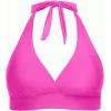 imageYonique Womens Plus Size Bikini Tops Only Halter Swimsuit Top Large Bust Swim Top V Neck Bathing Suit TopsHot Pink