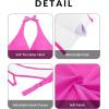 imageYonique Womens Plus Size Bikini Tops Only Halter Swimsuit Top Large Bust Swim Top V Neck Bathing Suit TopsHot Pink