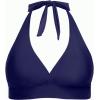imageYonique Womens Plus Size Bikini Tops Only Halter Swimsuit Top Large Bust Swim Top V Neck Bathing Suit TopsNavy Blue
