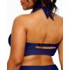 imageYonique Womens Plus Size Bikini Tops Only Halter Swimsuit Top Large Bust Swim Top V Neck Bathing Suit TopsNavy Blue