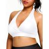 imageYonique Womens Plus Size Bikini Tops Only Halter Swimsuit Top Large Bust Swim Top V Neck Bathing Suit TopsWhite