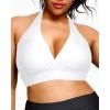 imageYonique Womens Plus Size Bikini Tops Only Halter Swimsuit Top Large Bust Swim Top V Neck Bathing Suit TopsWhite