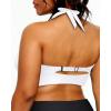 imageYonique Womens Plus Size Bikini Tops Only Halter Swimsuit Top Large Bust Swim Top V Neck Bathing Suit TopsWhite