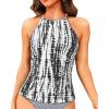 imageWomen Tankini Swim Top Only  High Neck Bathing Suit Tops Tummy Control Tank Top No BottomBlack Tie Dye
