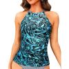 imageWomen Tankini Swim Top Only  High Neck Bathing Suit Tops Tummy Control Tank Top No BottomBlue Paisley