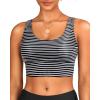 imageYonique Women Sports Bra Bikini Top Swim Bra Athletic Swim Top Scoop Neck Bathing SuitBlack and White Stripe