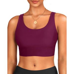 imageYonique Women Sports Bra Bikini Top Swim Bra Athletic Swim Top Scoop Neck Bathing SuitMaroon