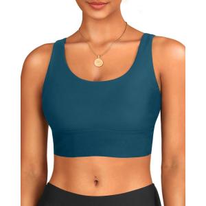imageYonique Women Sports Bra Bikini Top Swim Bra Athletic Swim Top Scoop Neck Bathing SuitTeal