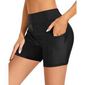 imageYonique Womens Swim Shorts High Waisted Swim Bottoms Tummy Control Bathing Suit Bottom Boy ShortsAvailable in PlusBlack 01