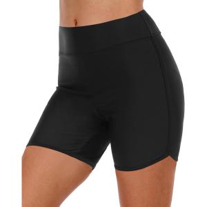 imageYonique Womens Swim Shorts High Waisted Swim Bottoms Tummy Control Bathing Suit Bottom Boy ShortsAvailable in PlusBlack