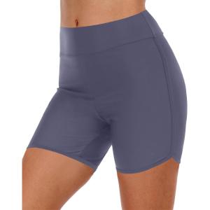 imageYonique Womens Swim Shorts High Waisted Swim Bottoms Tummy Control Bathing Suit Bottom Boy ShortsAvailable in PlusGrey