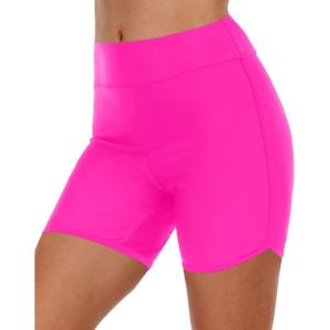 imageYonique Womens Swim Shorts High Waisted Swim Bottoms Tummy Control Bathing Suit Bottom Boy ShortsAvailable in PlusHot Pink