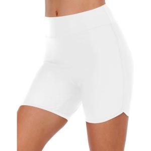 imageYonique Womens Swim Shorts High Waisted Swim Bottoms Tummy Control Bathing Suit Bottom Boy ShortsAvailable in PlusWhite