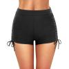 imageYonique Womens Swim Shorts High Waisted Bathing Suit Bottoms Tummy Control Boy Shorts Board ShortsBlack