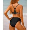 imageYonique Womens Two Piece Bikini Set Strappy Swimsuit Side Tie Bathing Suits Racerback SwimwearBlack