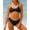 imageYonique Womens Two Piece Bikini Set Strappy Swimsuit Side Tie Bathing Suits Racerback SwimwearBlack