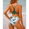 imageYonique Womens Two Piece Bikini Set Strappy Swimsuit Side Tie Bathing Suits Racerback SwimwearGreen Floral