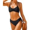 imageYonique Womens Two Piece Bikini Set Strappy Swimsuit Side Tie Bathing Suits Racerback SwimwearBlack