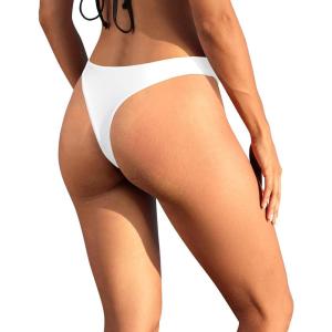imageYonique Women Thong Bikini Bottom Bathing Suit BottomWhite