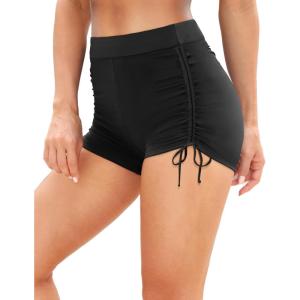 imageYonique Womens Swim Shorts High Waisted Bathing Suit Bottoms Tummy Control Boy Shorts Board ShortsBlack