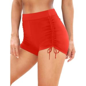 imageYonique Womens Swim Shorts High Waisted Bathing Suit Bottoms Tummy Control Boy Shorts Board ShortsRed