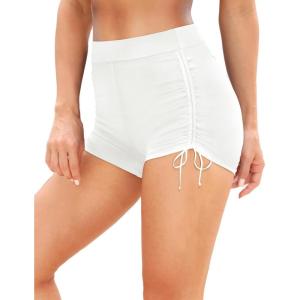 imageYonique Womens Swim Shorts High Waisted Bathing Suit Bottoms Tummy Control Boy Shorts Board ShortsWhite