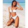 imageYonique Women One Shoulder Bikini Ribbed Swimsuit O Ring Bikini Two Piece Bathing Suit High Cut Cheeky Swimwear
