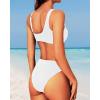 imageYonique Women One Shoulder Bikini Ribbed Swimsuit O Ring Bikini Two Piece Bathing Suit High Cut Cheeky Swimwear