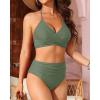 imageYonique Women Two Piece High Waisted Bikini Set Halter Swimsuit Twist Front Bathing Suit with Tummy Control BottomsArmy Green