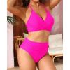 imageYonique Women Two Piece High Waisted Bikini Set Halter Swimsuit Twist Front Bathing Suit with Tummy Control BottomsPink