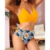 imageYonique Women Two Piece High Waisted Bikini Set Halter Swimsuit Twist Front Bathing Suit with Tummy Control BottomsYellow Floral