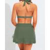 imageYonique Womens High Waisted Bikini with Skirt Two Piece Swimsuit with Tummy Control Halter Bathing SuitArmy Green