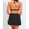 imageYonique Womens High Waisted Bikini with Skirt Two Piece Swimsuit with Tummy Control Halter Bathing SuitBlack