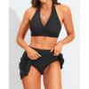 imageYonique Womens High Waisted Bikini with Skirt Two Piece Swimsuit with Tummy Control Halter Bathing SuitBlack