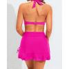 imageYonique Womens High Waisted Bikini with Skirt Two Piece Swimsuit with Tummy Control Halter Bathing SuitHot Pink