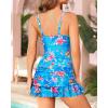 imageYonique One Piece Swim Dress for Women Tummy Control Swimsuit Skirted Bathing Suit Modest SwimwearBlue Floral