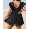 imageYonique Plus Size One Piece Swimsuit for Women Tummy Control Swimdress Ruffle Sleeve Bathing SuitBlack