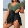 imageYonique Plus Size One Piece Swimsuit for Women Tummy Control Swimdress Ruffle Sleeve Bathing SuitOlive Green