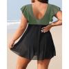 imageYonique Plus Size One Piece Swimsuit for Women Tummy Control Swimdress Ruffle Sleeve Bathing SuitOlive Green