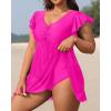 imageYonique Plus Size One Piece Swimsuit for Women Tummy Control Swimdress Ruffle Sleeve Bathing SuitPink