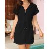 imageYonique Terry Cloth Cover Ups  Hooded Cotton Swim Sun Coverup with Zipper Pockets Beach SwimsuitsBlack