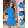 imageYonique Terry Cloth Cover Ups  Hooded Cotton Swim Sun Coverup with Zipper Pockets Beach SwimsuitsBlue