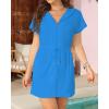 imageYonique Terry Cloth Cover Ups  Hooded Cotton Swim Sun Coverup with Zipper Pockets Beach SwimsuitsBlue