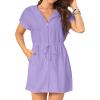 imageYonique Terry Cloth Cover Ups  Hooded Cotton Swim Sun Coverup with Zipper Pockets Beach SwimsuitsLight Purple