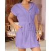 imageYonique Terry Cloth Cover Ups  Hooded Cotton Swim Sun Coverup with Zipper Pockets Beach SwimsuitsLight Purple