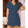 imageYonique Terry Cloth Cover Ups  Hooded Cotton Swim Sun Coverup with Zipper Pockets Beach SwimsuitsNavy Blue