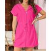 imageYonique Terry Cloth Cover Ups  Hooded Cotton Swim Sun Coverup with Zipper Pockets Beach SwimsuitsRed Pink