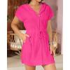 imageYonique Terry Cloth Cover Ups  Hooded Cotton Swim Sun Coverup with Zipper Pockets Beach SwimsuitsRed Pink