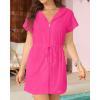 imageYonique Terry Cloth Cover Ups  Hooded Cotton Swim Sun Coverup with Zipper Pockets Beach SwimsuitsRed Pink