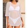 imageYonique Womens Mesh Cover Up Swimsuit  Sheer Coverup See Through Bathing Suit DressWhite